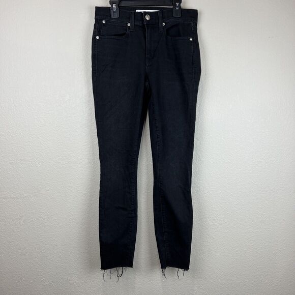 Ayr Jeans Women 28 Mid Rise Skinny Black Denim The Chiller‎ Raw Hem - Picture 1 of 14